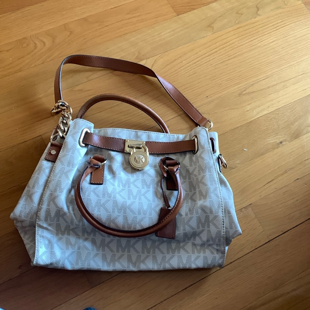 Michael Kors white logo bag